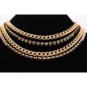 Ann Taylor Gold and Black Layered Necklace